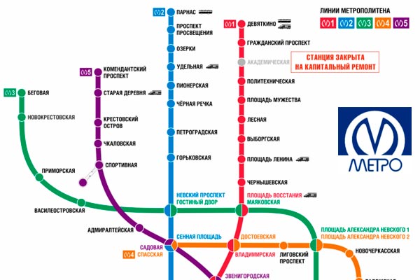 Интерактивная карта метро Петербурга