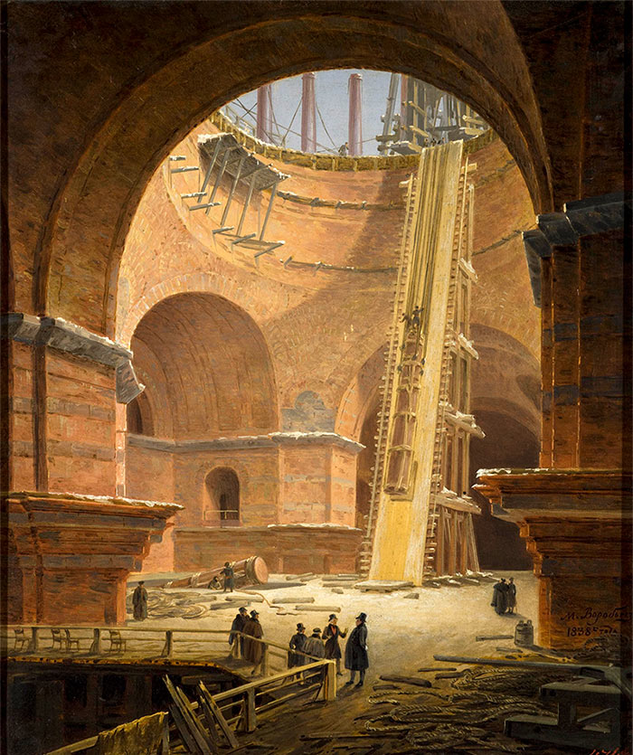 Подъем колонны на Исаакиевский собор картина Воробьева