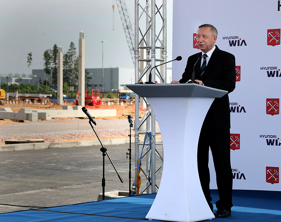 Выступление Беглова на церемонии открытия строительства завода автомобильных двигателей Хендэ