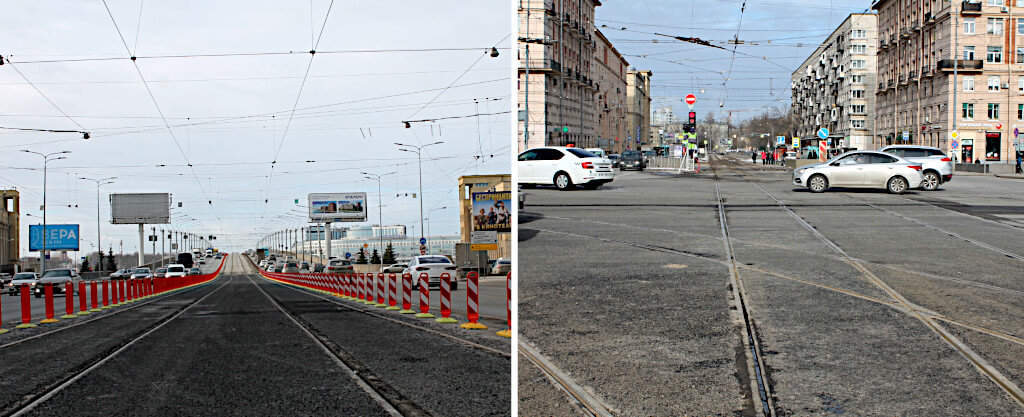 Выделенная полоса для трамваев мост Александра Невского